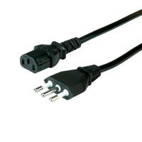 VALUE Power Cable, straight IEC Conncector, Italy Version, black, 3 m