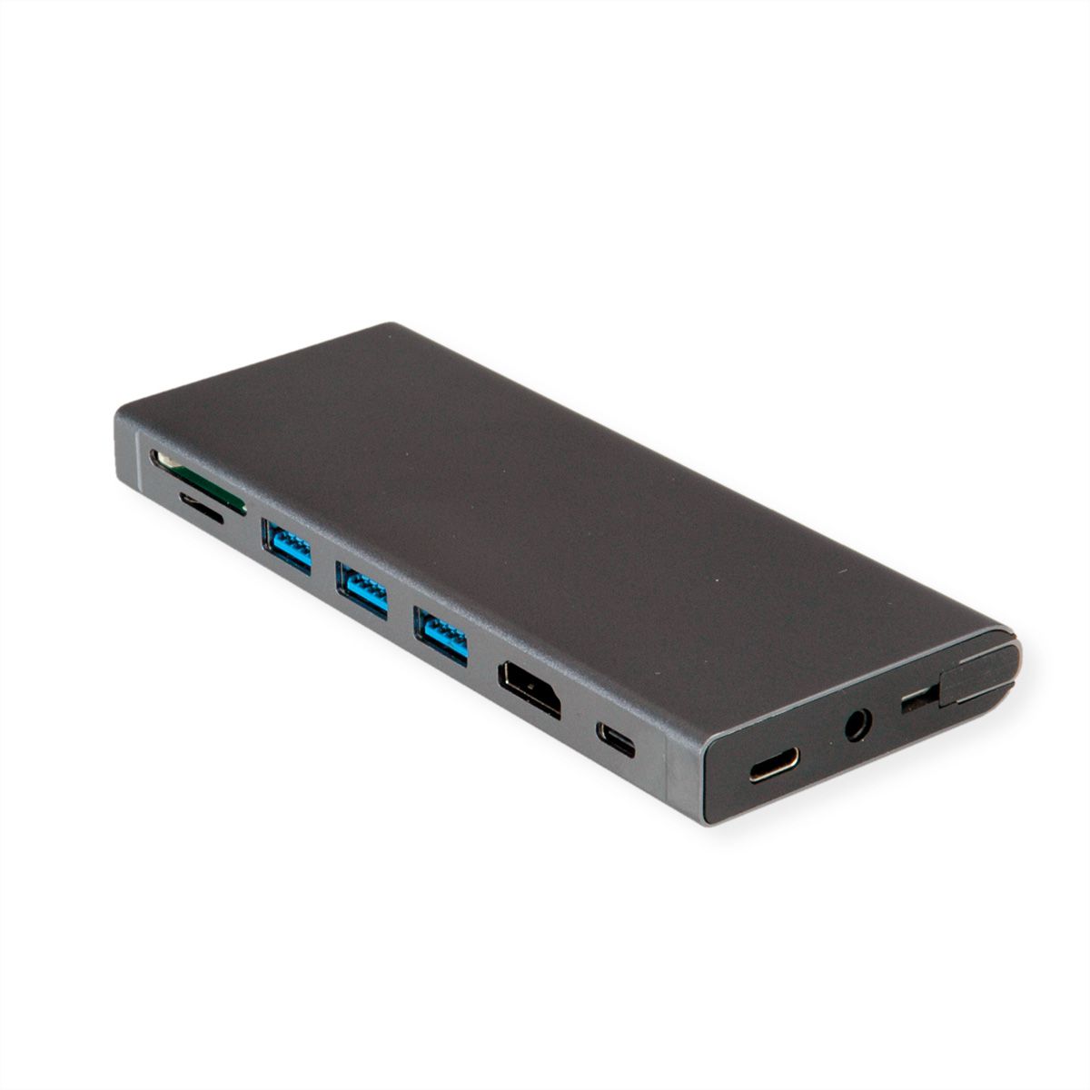 VALUE Dockingstation Type C, HDMI 4K60, 1x USB3.2Gen1 C + 3x A USB3.2 Gen1, 1x Type C PD, 1x SD/TF, 1x RJ45, 1x 3.5mm Audio