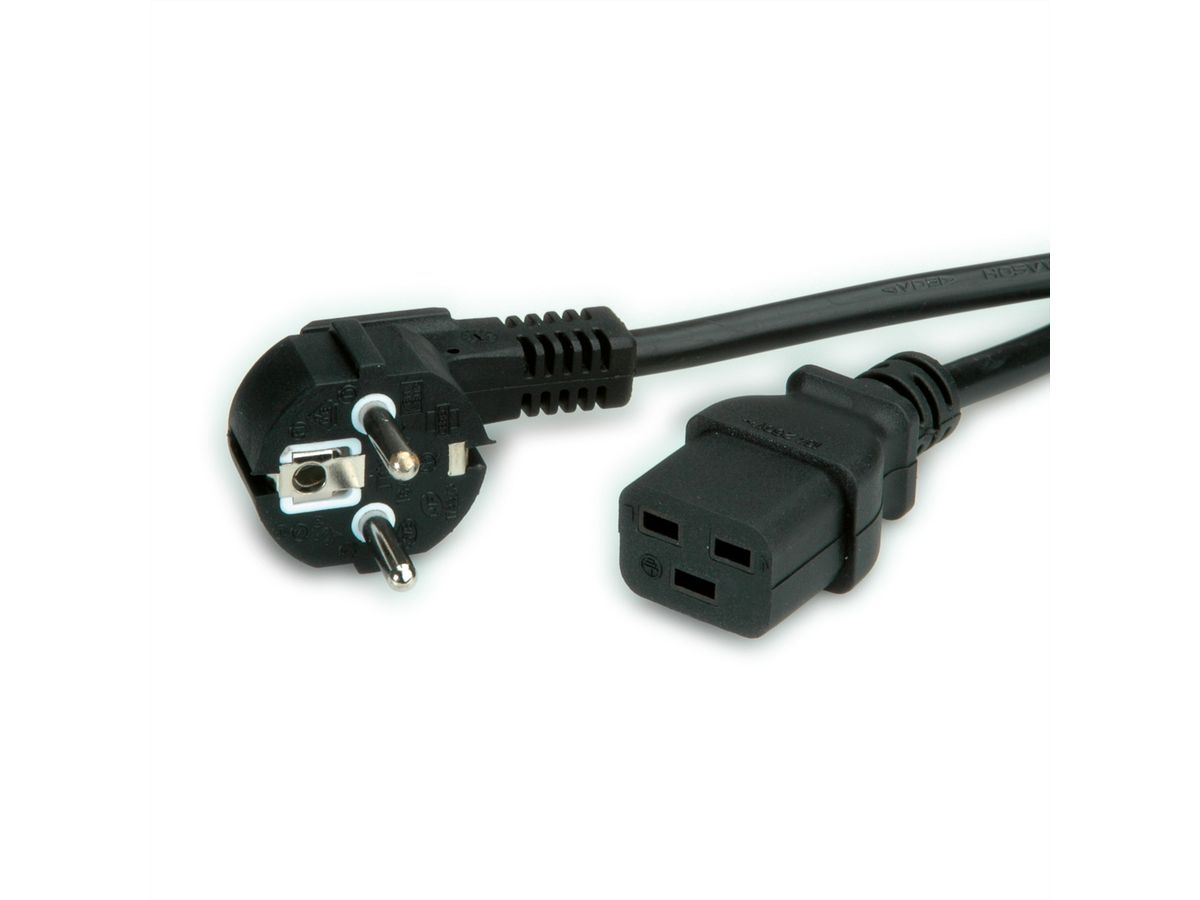 VALUE Power Cord, German Type - IEC320 - C19 16A, black, 3 m