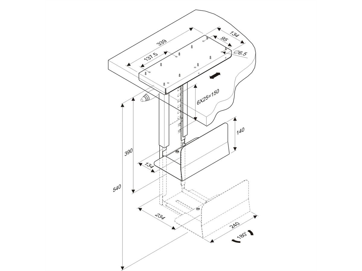 ROLINE PC Holder with rotation function, silver