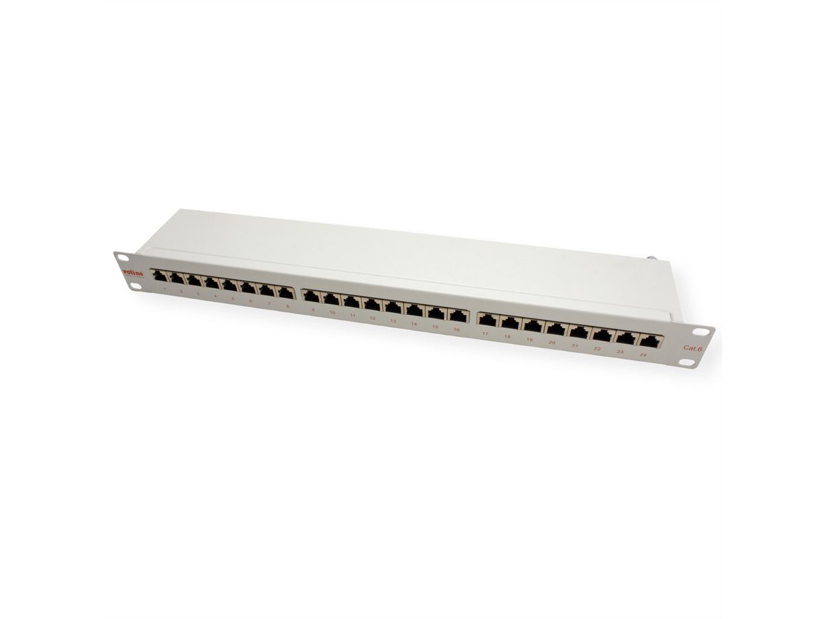 ROLINE Cat.6 (Class E) 19" Patch Panel, 24 Ports, STP, grey