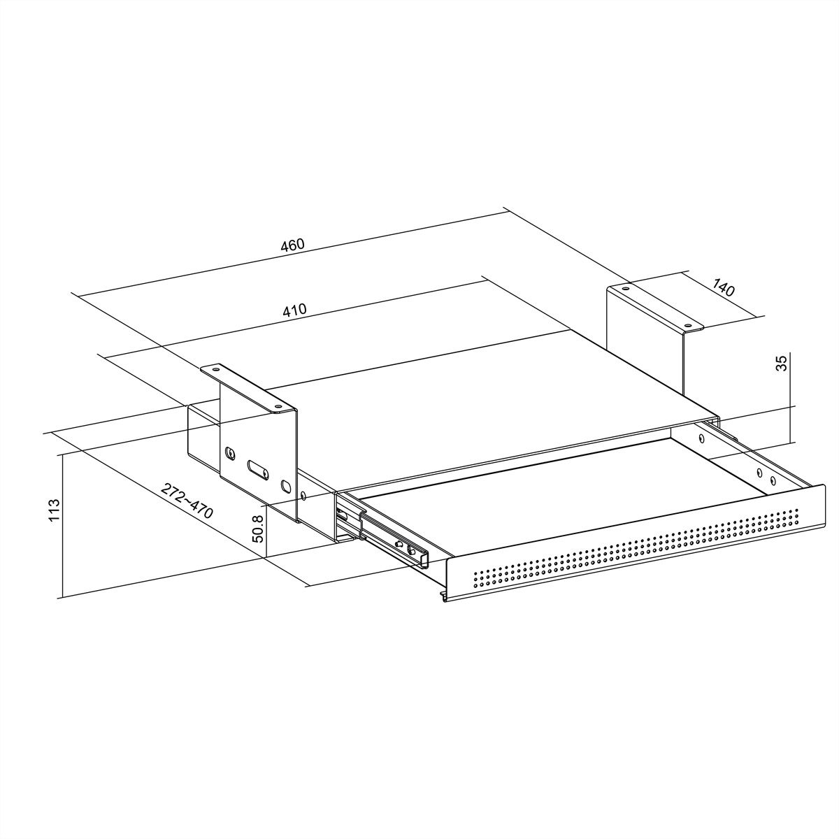 ROLINE Underdesk Mount Storage Drawer with Shelf