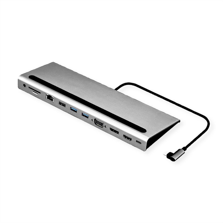 VALUE USB-C Multiport Docking Station, 4K HDMI/DP, VGA, USB 3.2 Gen 1, USB 2.0, SD/Micro SD Card Reader, Power Delivery, Gigabit Ethernet, 3.5mm Audio