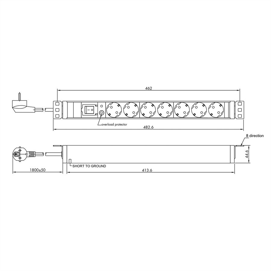 VALUE 19" PDU for Cabinets, 7x, 4000W, CEE 7/7 German Type Plug, 1.8 m