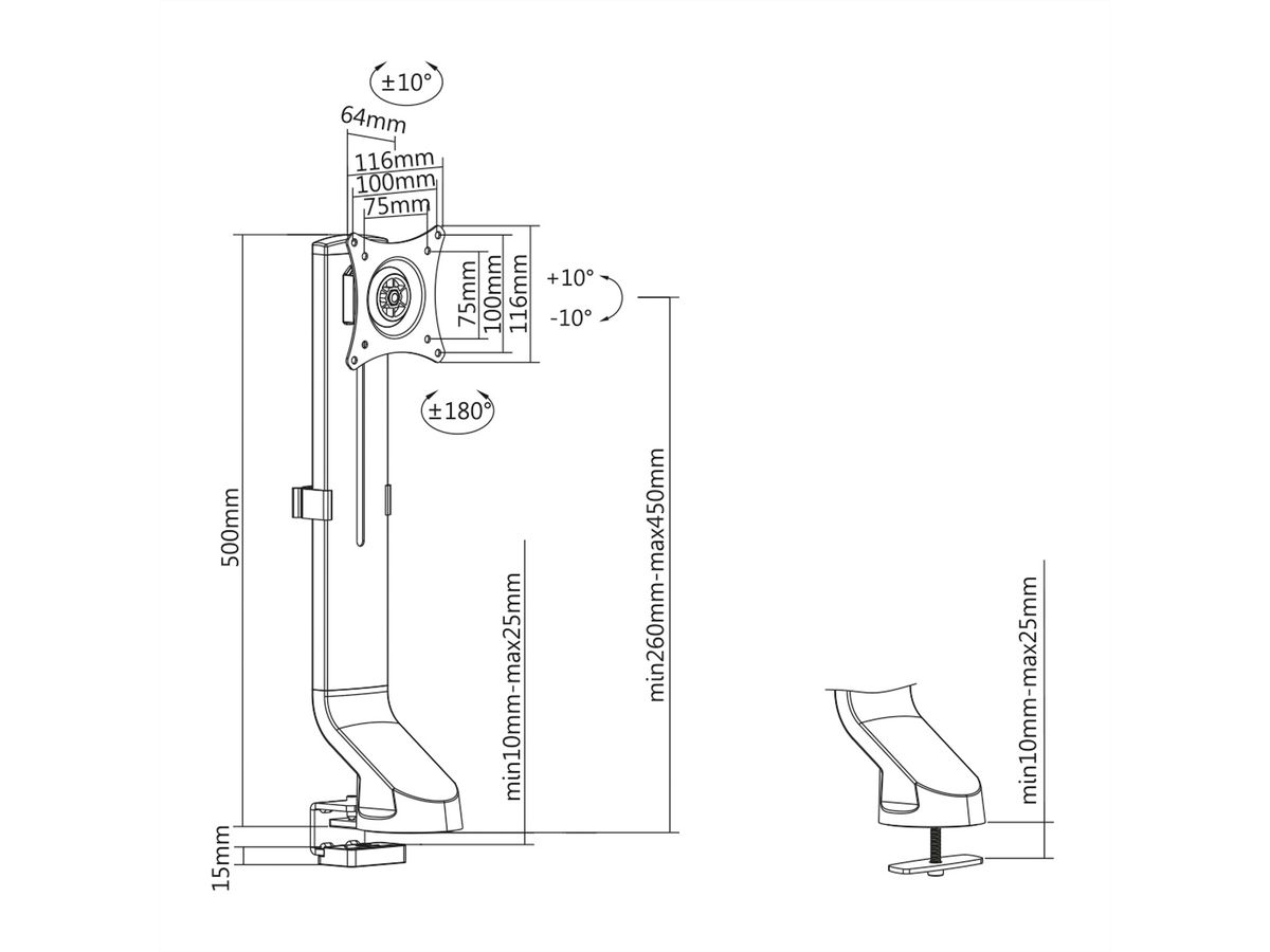 VALUE Single Monitor Arm, Sit-Stand Workstation Compatible, 3 Joints