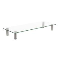 LCD Monitor Stand, Tempered Glass Surface Risers (Square) with adjustable metal feet