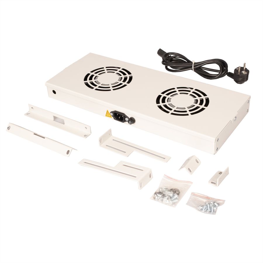 ROLINE 19" Fan unit with 2 fans, ON/OFF grey