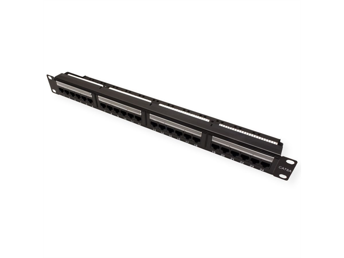 VALUE Cat.6A (Class EA) 19" Patch Panel, 24 Ports, UTP, black