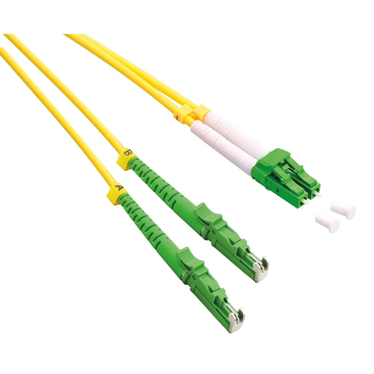 ROLINE FO Jumper Cable Duplex, 9/125µm, OS2, LSH/LC, APC Polish, LSOH, yellow, 1 m