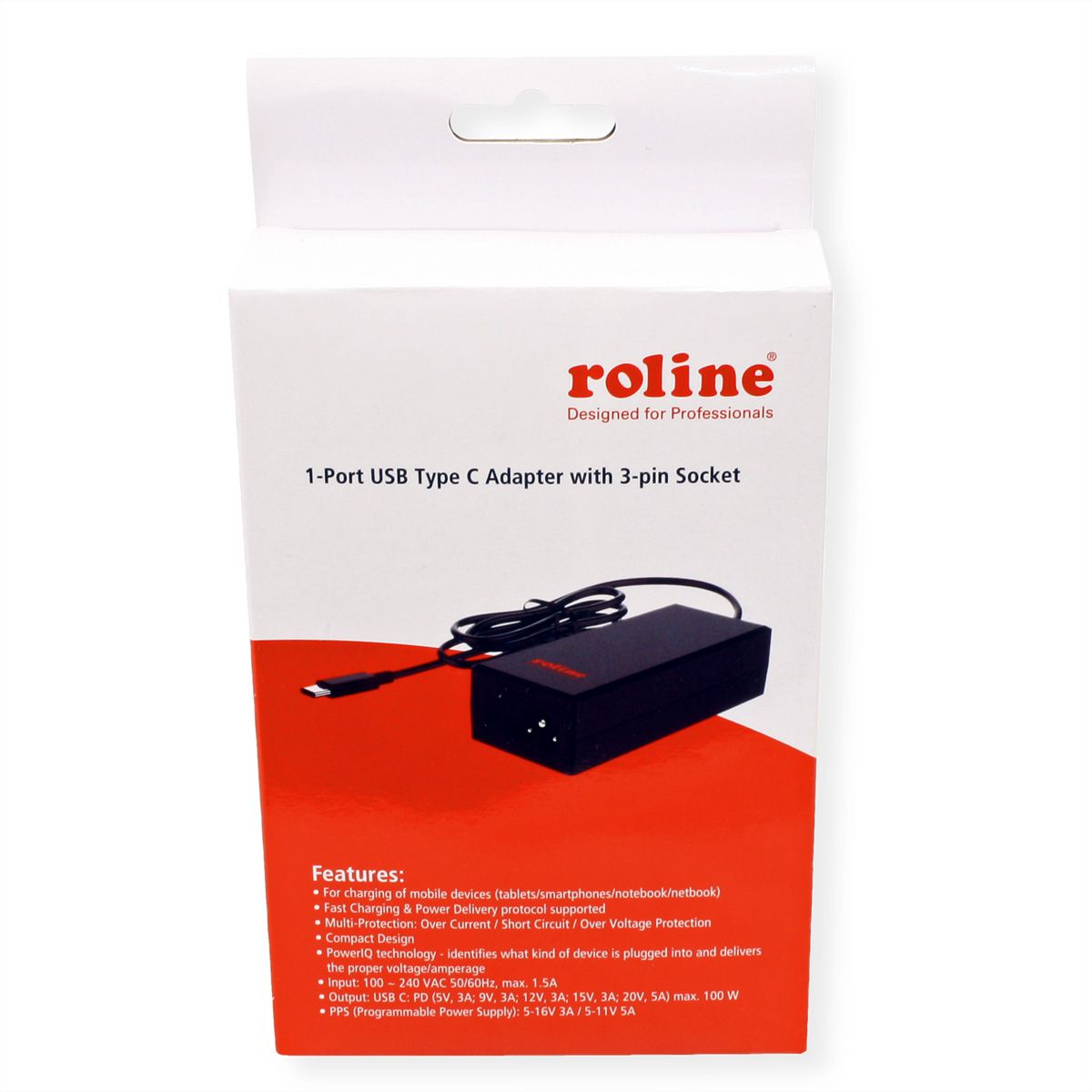 ROLINE USB Charger, C5/C6 Connection, 1x USB-C, 100 W