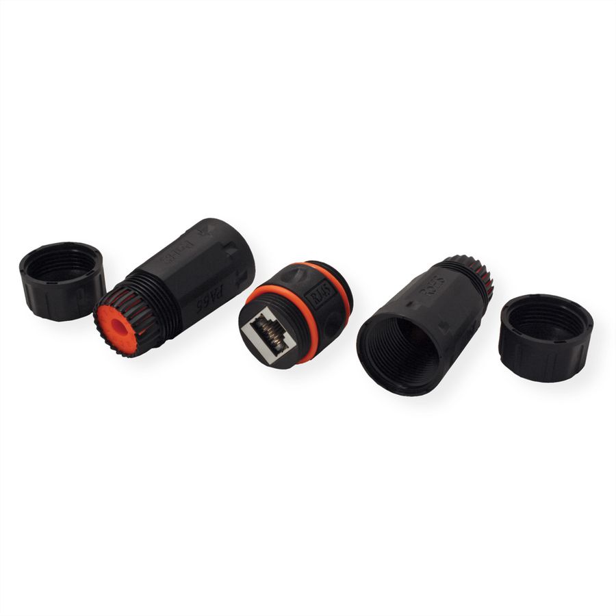 VALUE RJ45 Modular Coupler, Cat.6A (Class EA), STP, Outdoor/Industrial, black