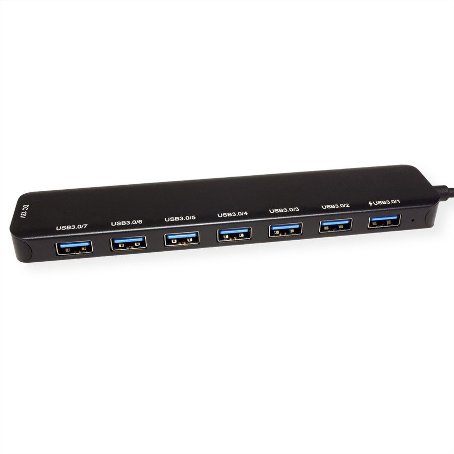 VALUE USB 3.2 Gen 1 Hub, 7 Ports, Type C connection cable, with Power Supply