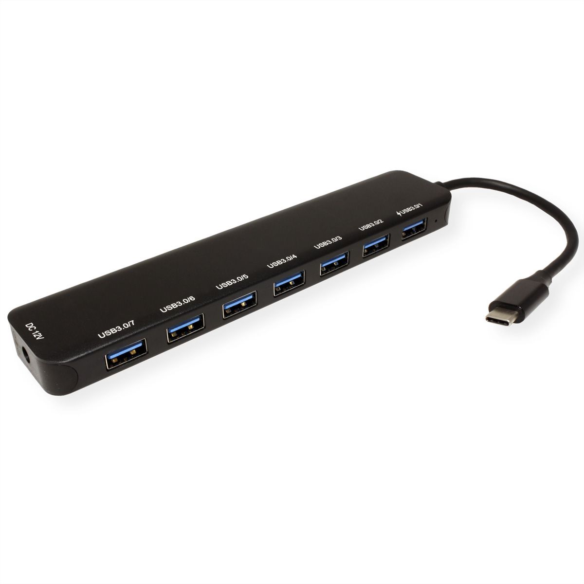VALUE USB 3.2 Gen 1 Hub, 7 Ports, Type C connection cable, with Power Supply