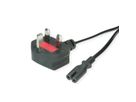 VALUE UK Power Cable, 2-pin, black, 3A, 1.95 m