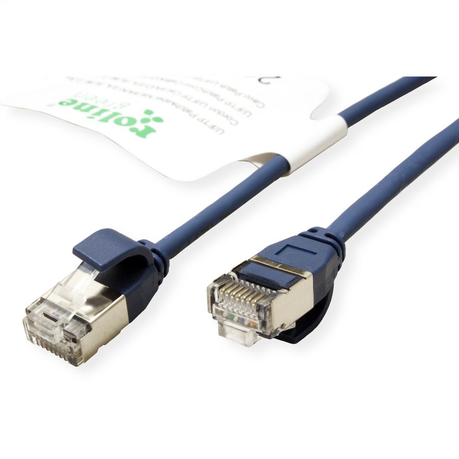 ROLINE GREEN U/FTP DataCenter Patch Cord Cat.6A (Class EA), LSOH, slim, blue, 0.3 m