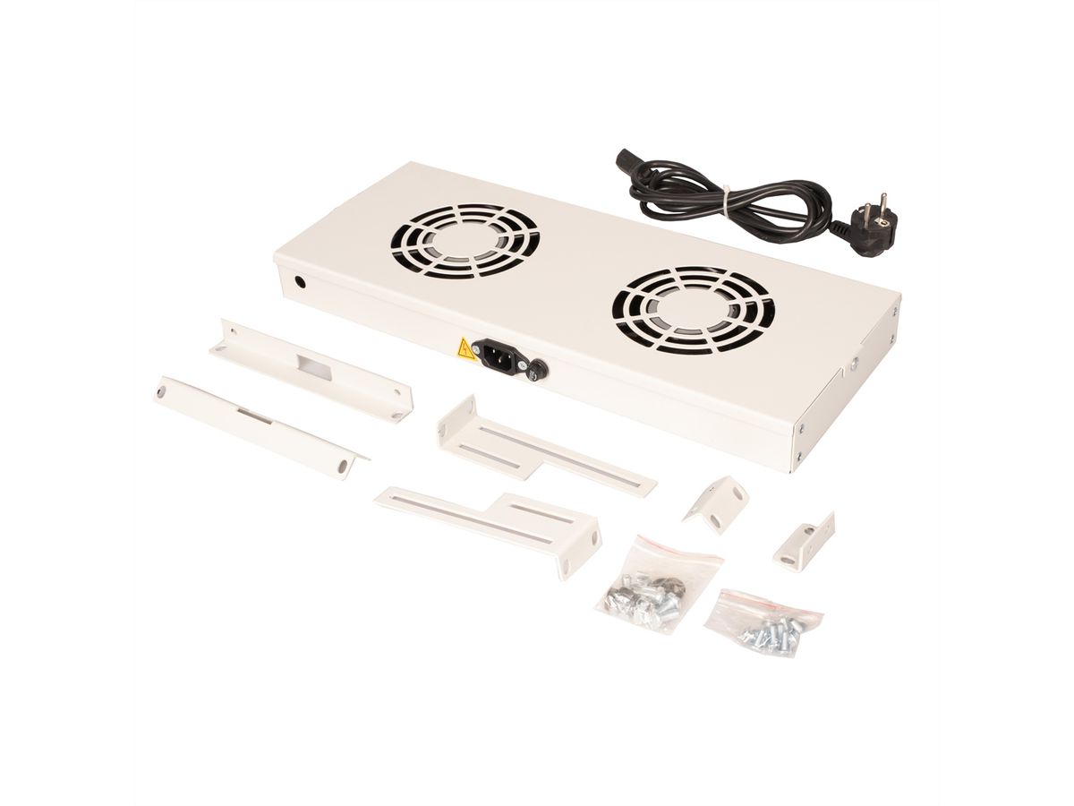 ROLINE 19" Fan unit with 2 fans, ON/OFF grey