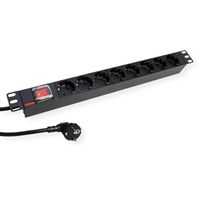 ROLINE PDU for Cabinet, 8x socket, 45°, 16A, with Switch, black, 2 m