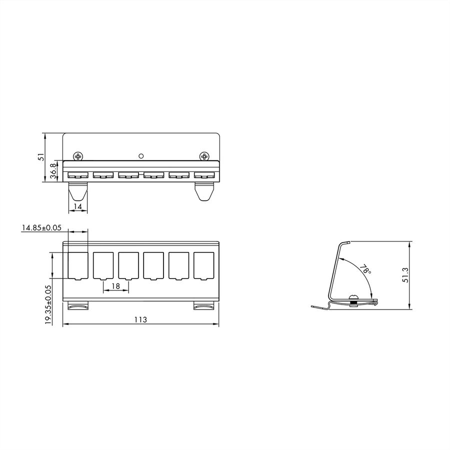 ROLINE DIN Rail Adapter, empty, for 6x Keystones