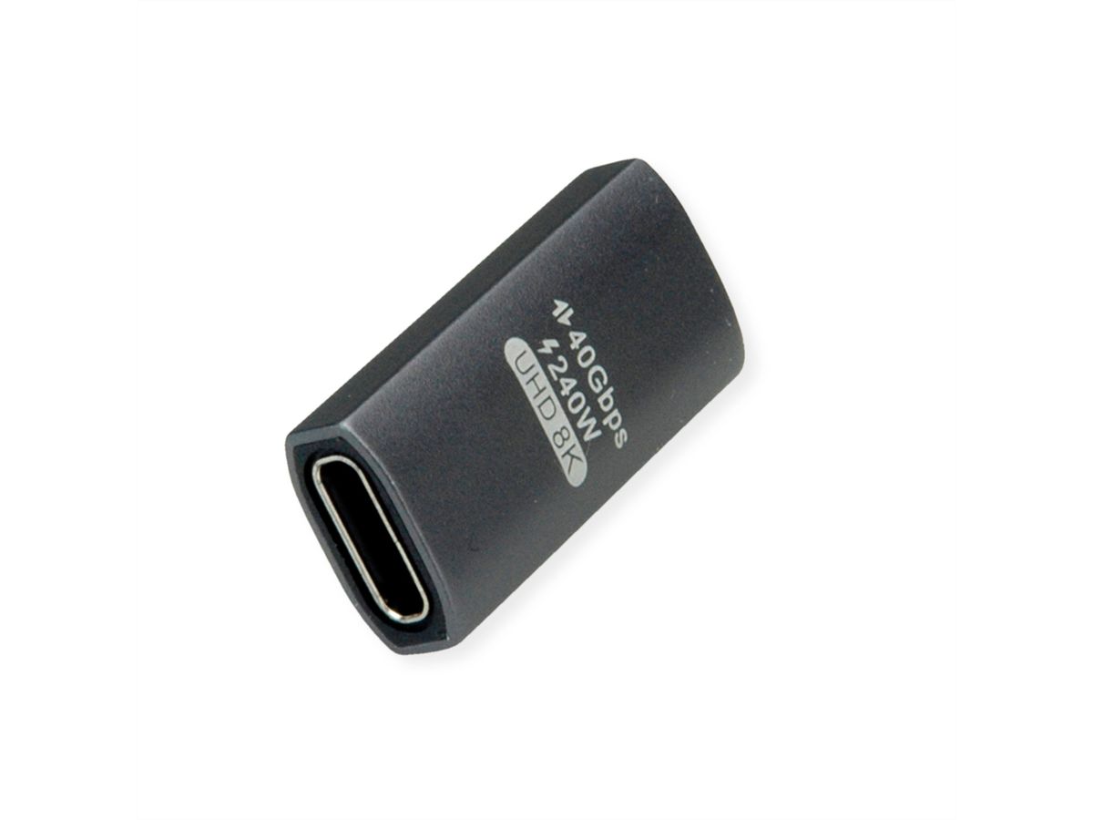 ROLINE Adapter, USB4 Gen 3x2, Aluminum, 90° rotated, Type C, M/F, silver