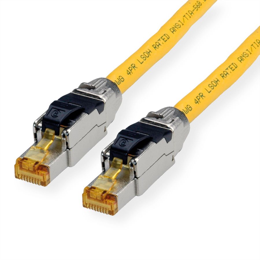ROLINE S/FTP Patch Cord Cat.8 (Class I), solid, LSOH, PoE, yellow, 2 m