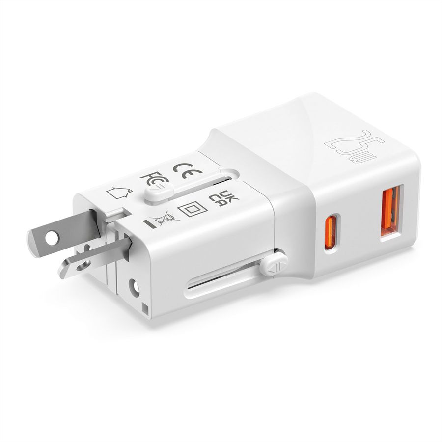 VALUE POCKET Travel Charger, EU/UK/US, 2x Ports (A+C), 25W