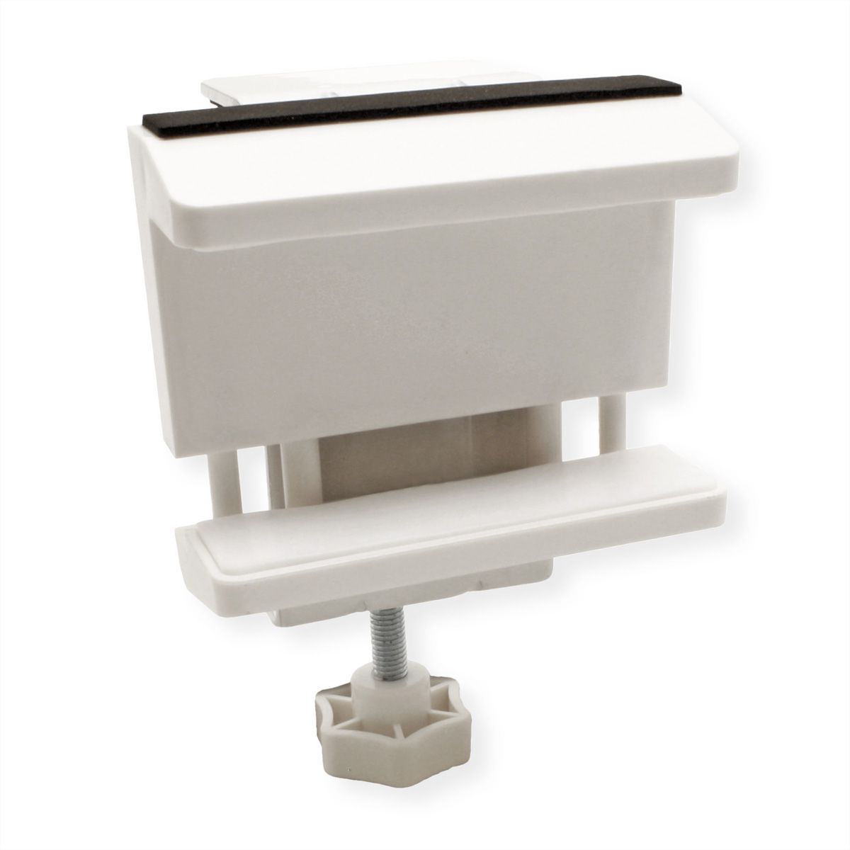 VALUE Clamp-On Power Strip Holder, Desk Leg Mount, white