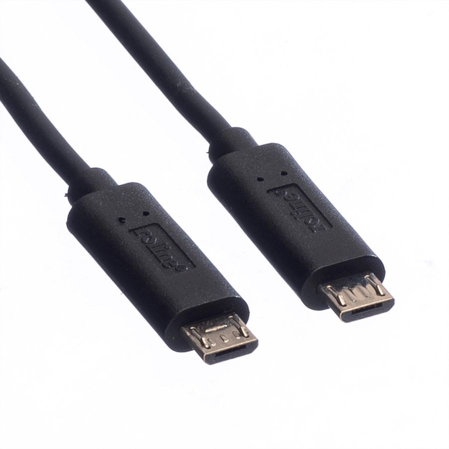 ROLINE USB 2.0 Charging Cable, Micro B - Micro B, M/M, black, 0.3 m