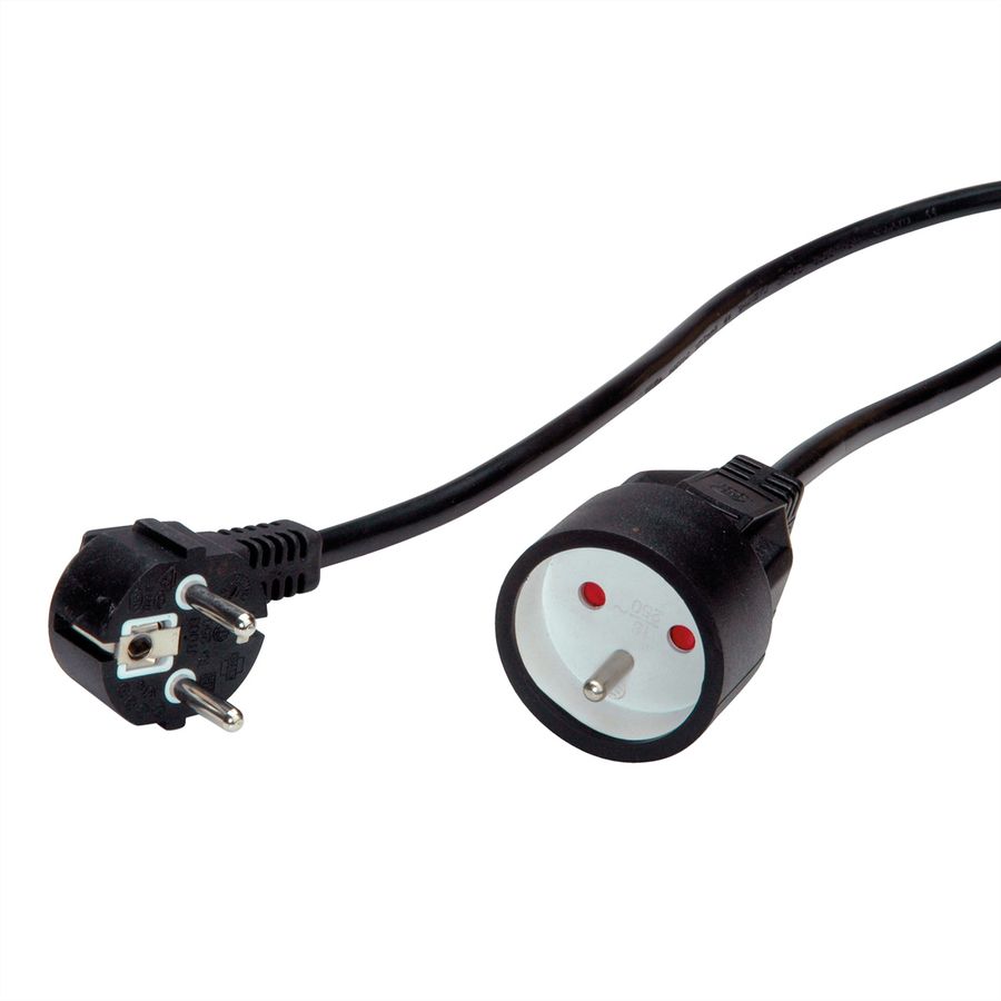VALUE Extension Cable with 3P. Connectors, UTE Version, AC 230V, black, 5 m