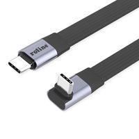 ROLINE Cable USB4 2.0, Flat, Straight-270° Angled, with Emark, C–C, M/M, 8K UHD-2, 80Gbit/s, 240W, black, 0.8 m