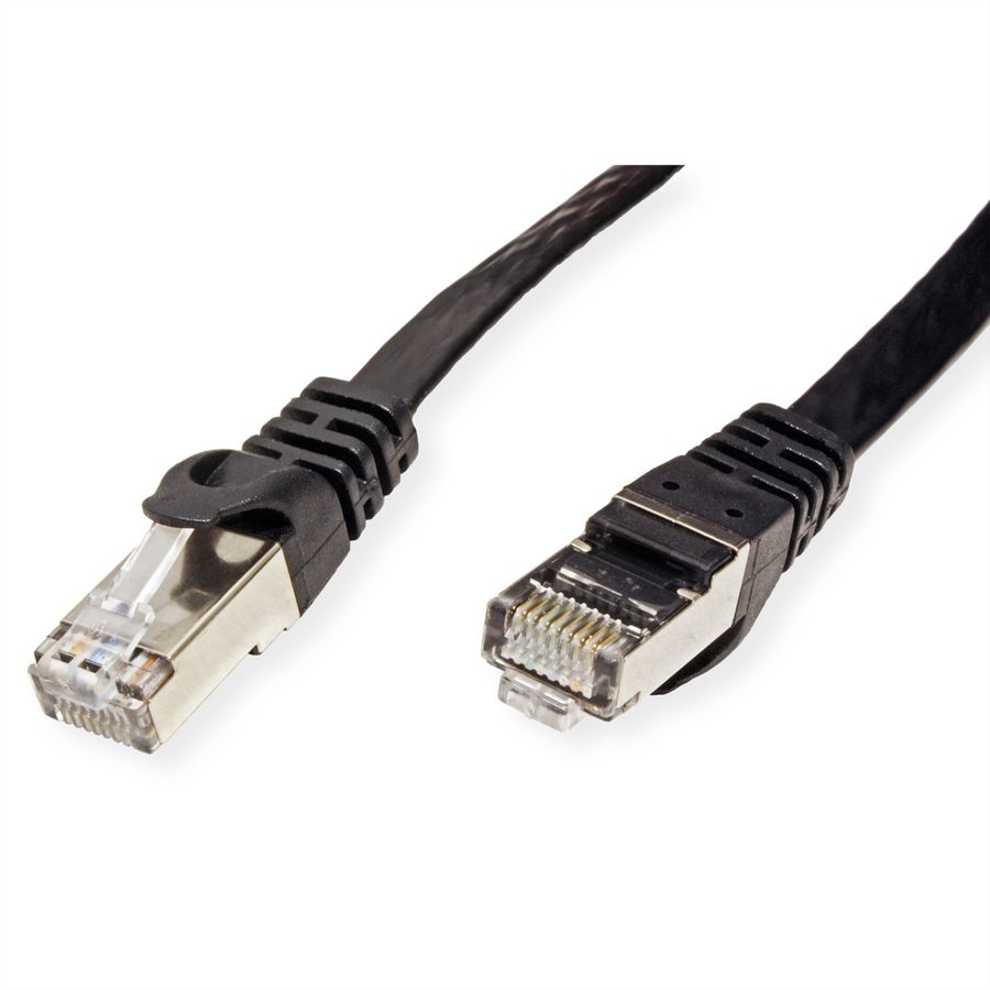 VALUE FTP Patch Cord, Cat.6 (Class E), extra-flat, black, 1 m