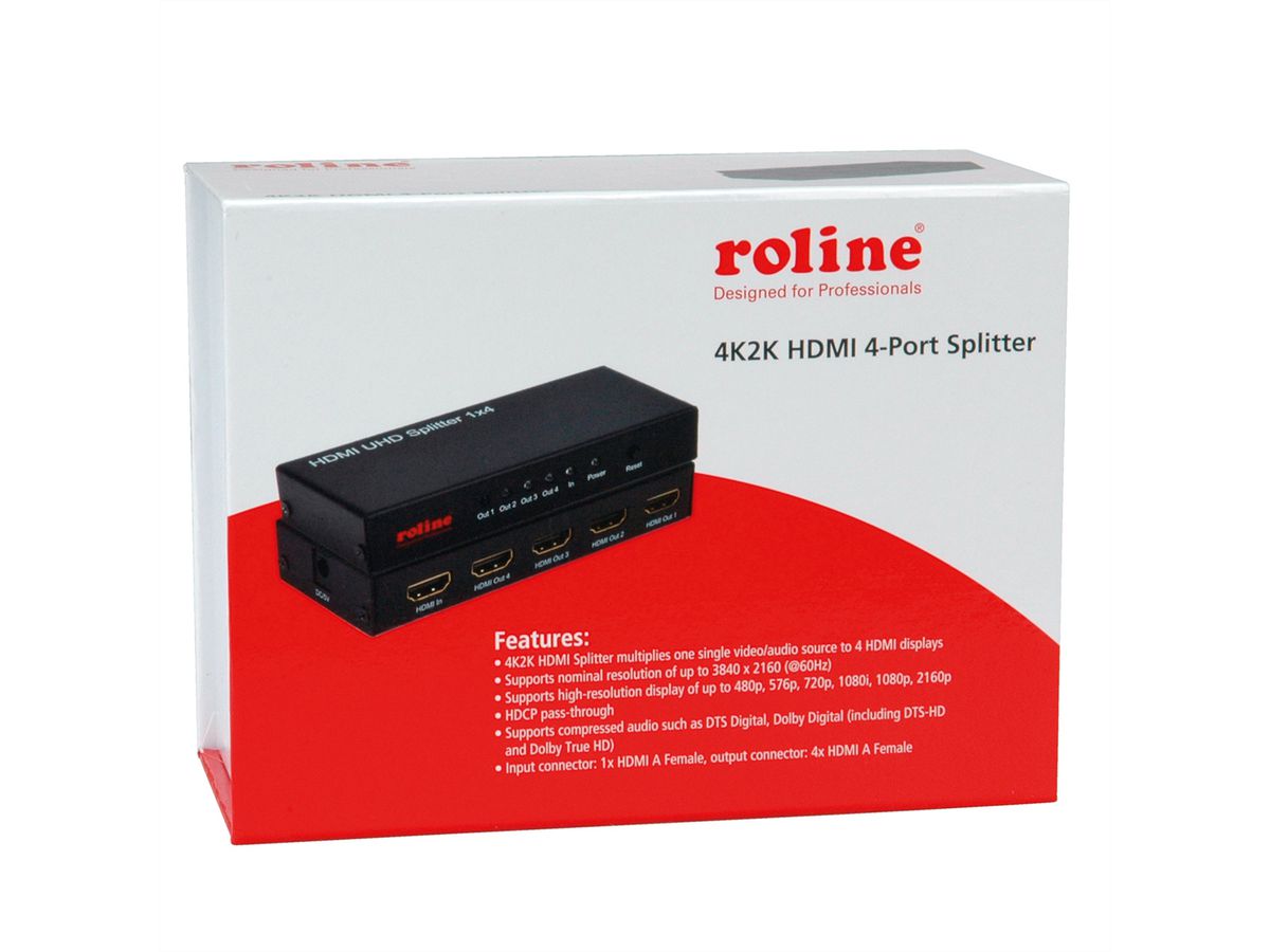 ROLINE HDMI Splitter, 4K, 4-way