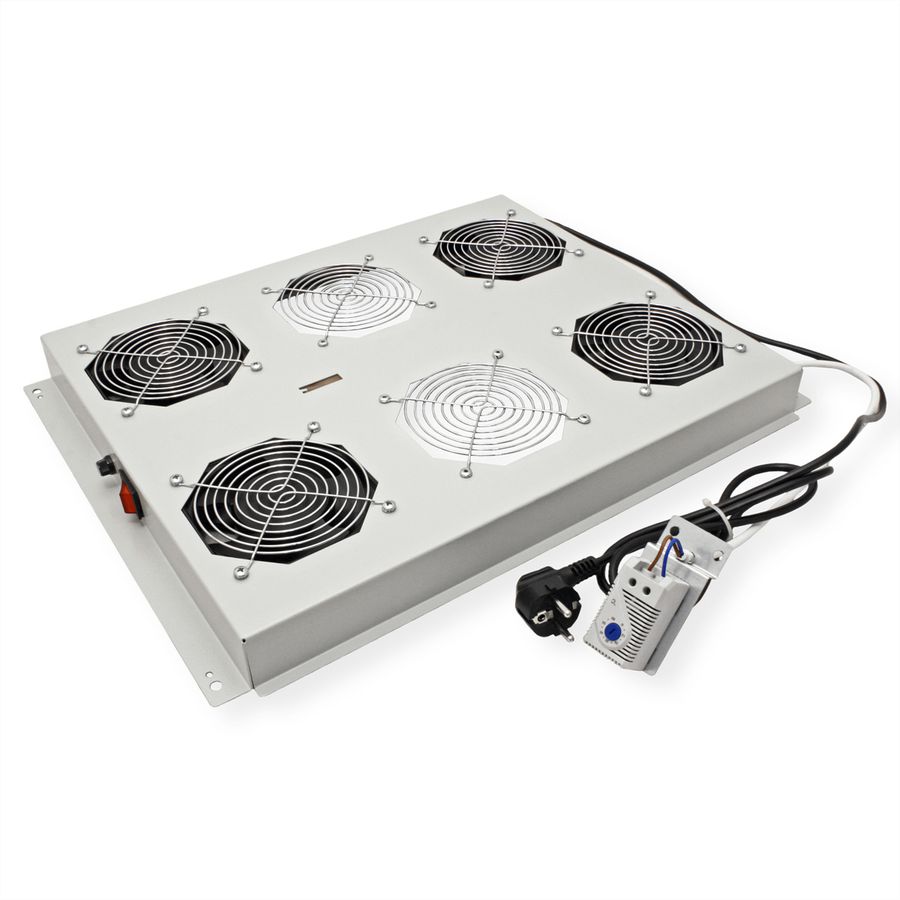 ROLINE 19-inch roof-mounted fan unit 4 fans, Thermostat grey