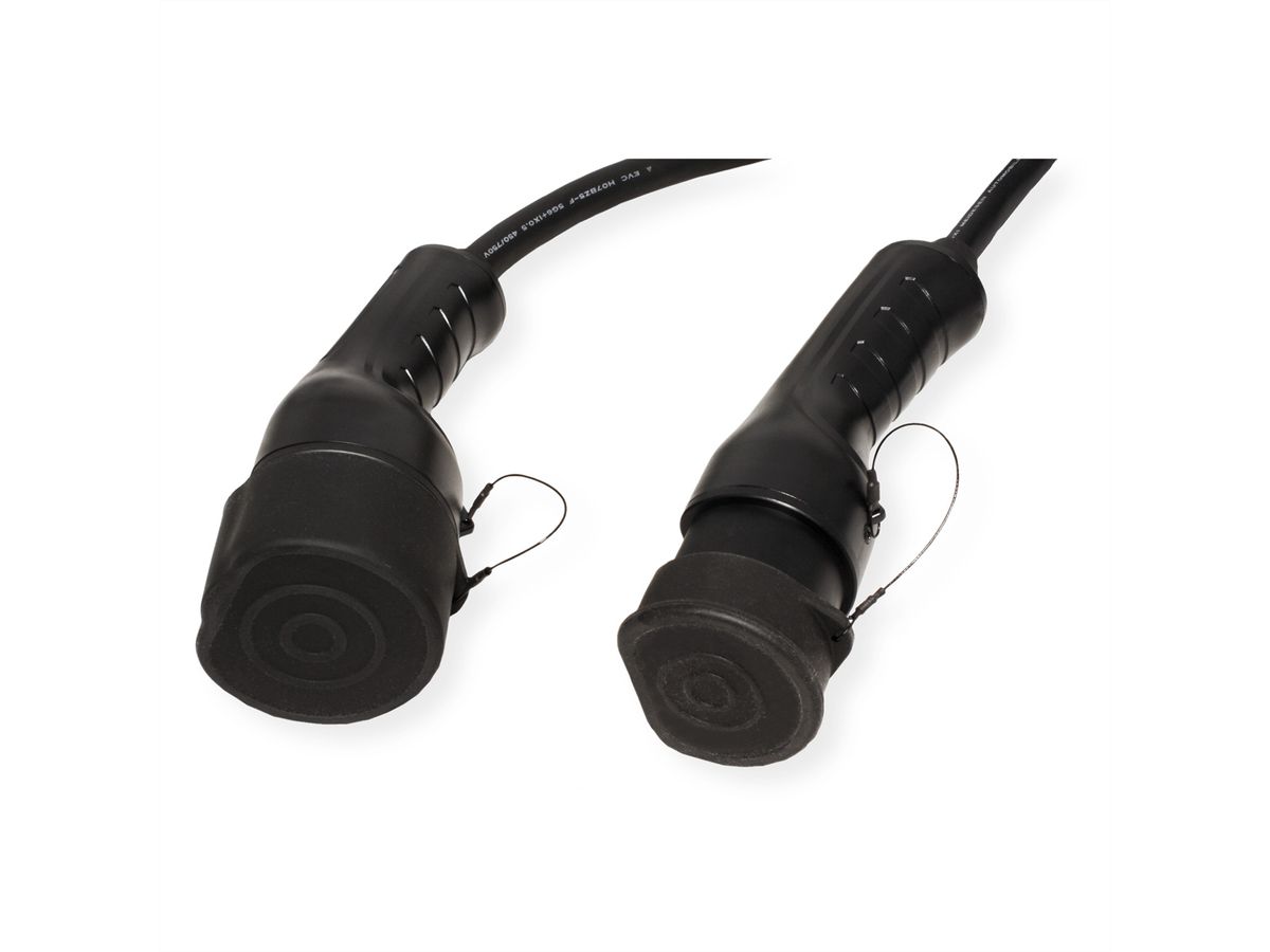 ROLINE EV Charging Cable Assembly Type2, 3-Phase, 480VAC (3P+N+E), 32 A, 22 kW, spiral, 5 m