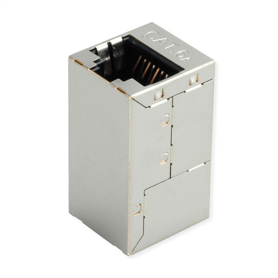 ROLINE RJ-45 Mini Inline Coupler, Cat.6A (Class EA), shielded, silver