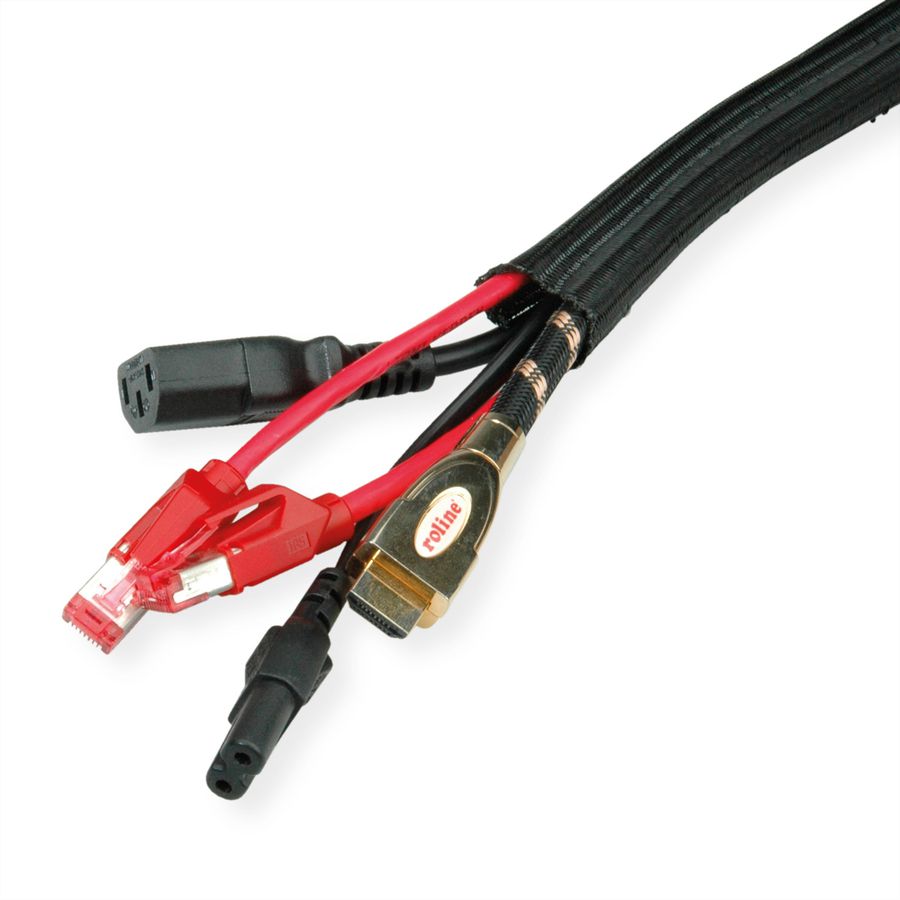 ROLINE PVC Cable Conduit, Self Closing, black, 2.5 m