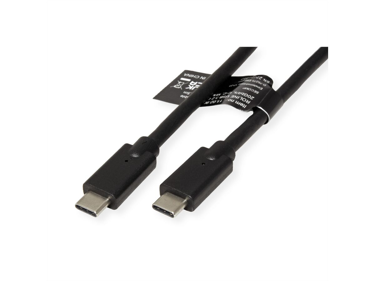 ROLINE Cable USB3.2 Gen2x2, C–C, M/M, 240W, with Emark, black, 1.5 m