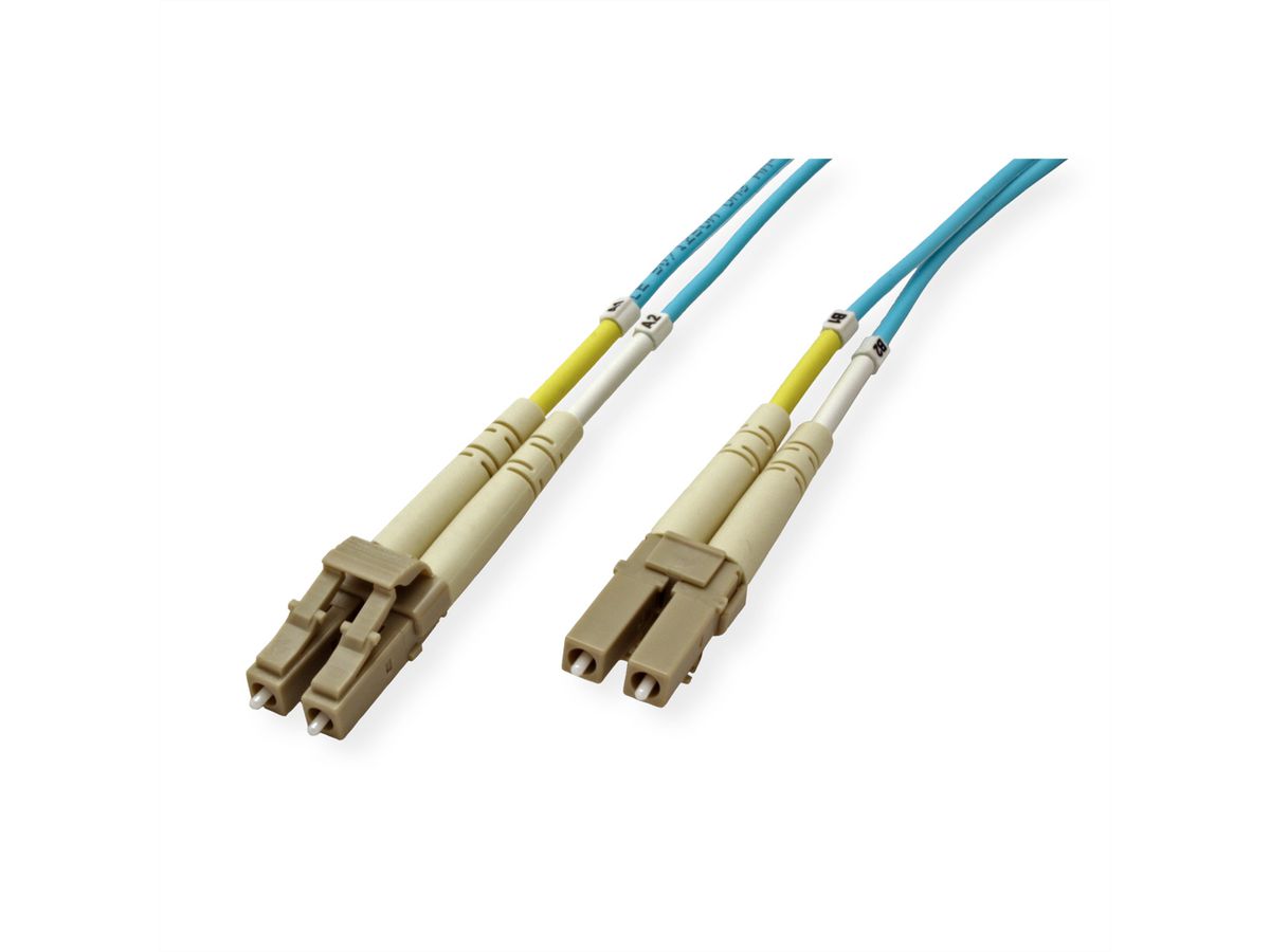 VALUE Fibre Optic Jumper Cable, 50/125µm, LC/LC, OM3, LSOH, turquoise, 15 m