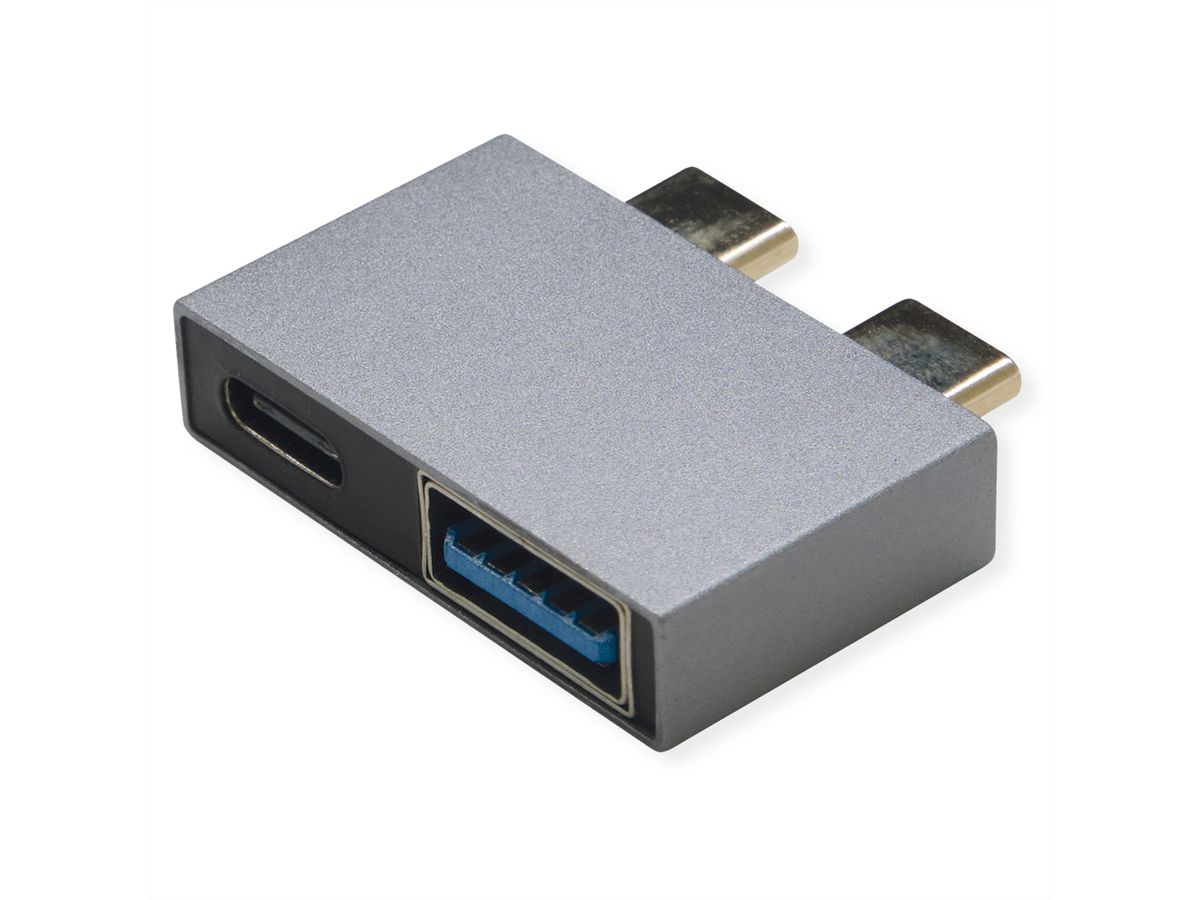 ROLINE Adapter, USB 3.2 Gen 2, 2x USB Type C - 1x USB A+ 1x USB C, M/F, silver
