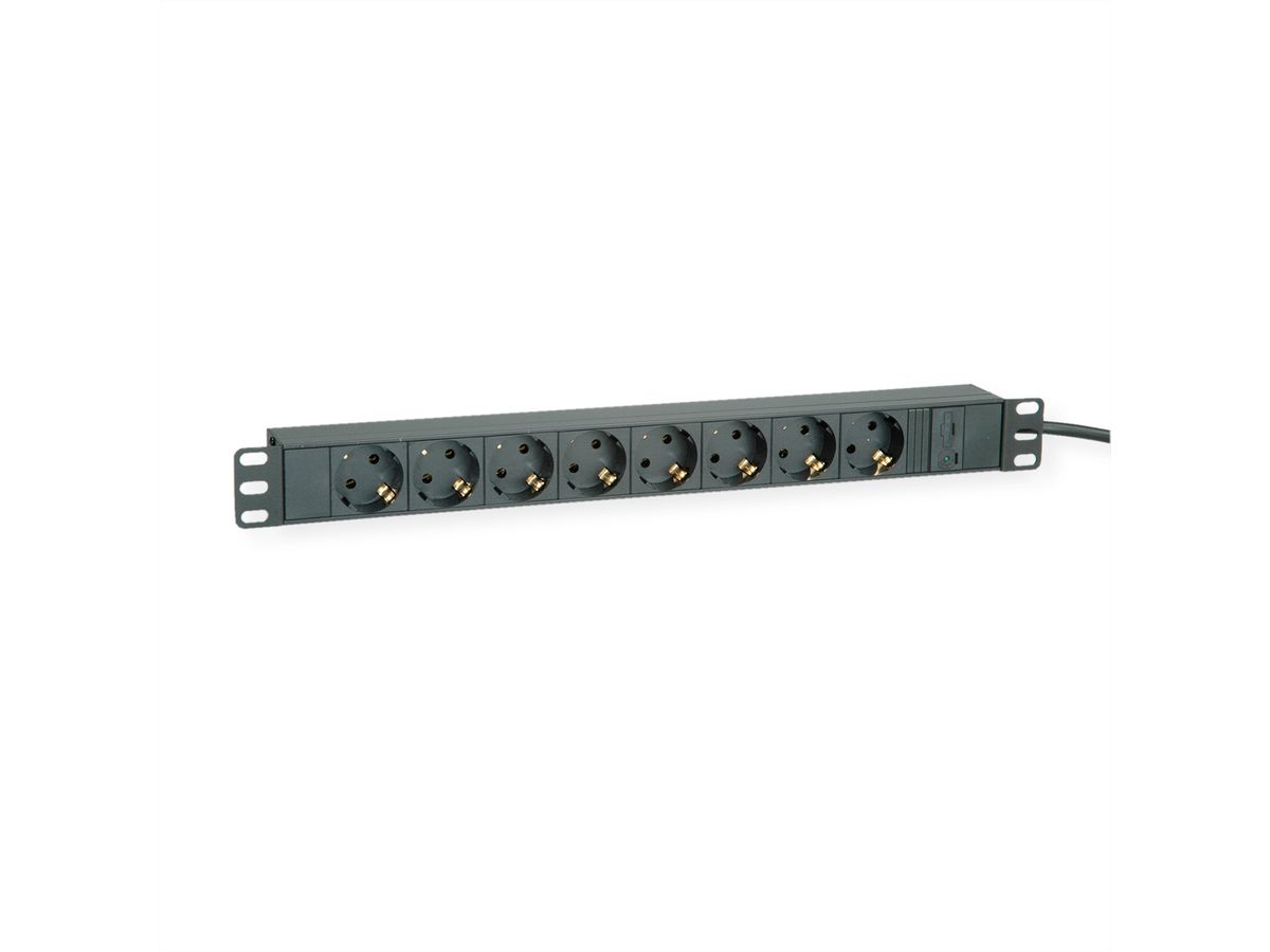 ROLINE 19" PDU for Cabinets 8x 2300W, IEC320 C14 M, black, 2 m