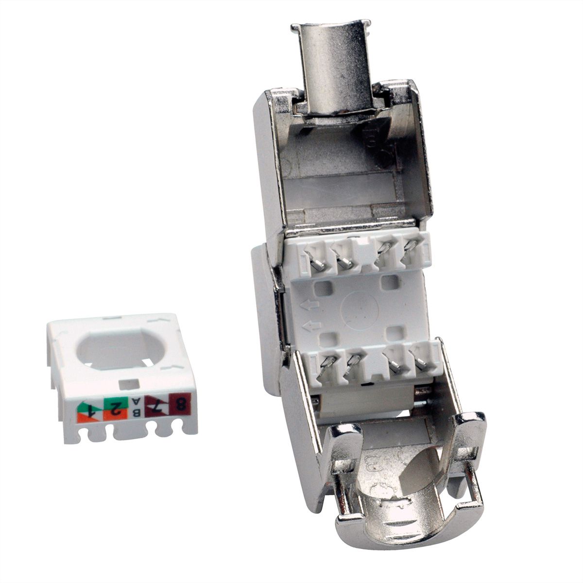 VALUE Cat.6A (Class EA) Keystone, RJ-45, STP, tool-free, silver