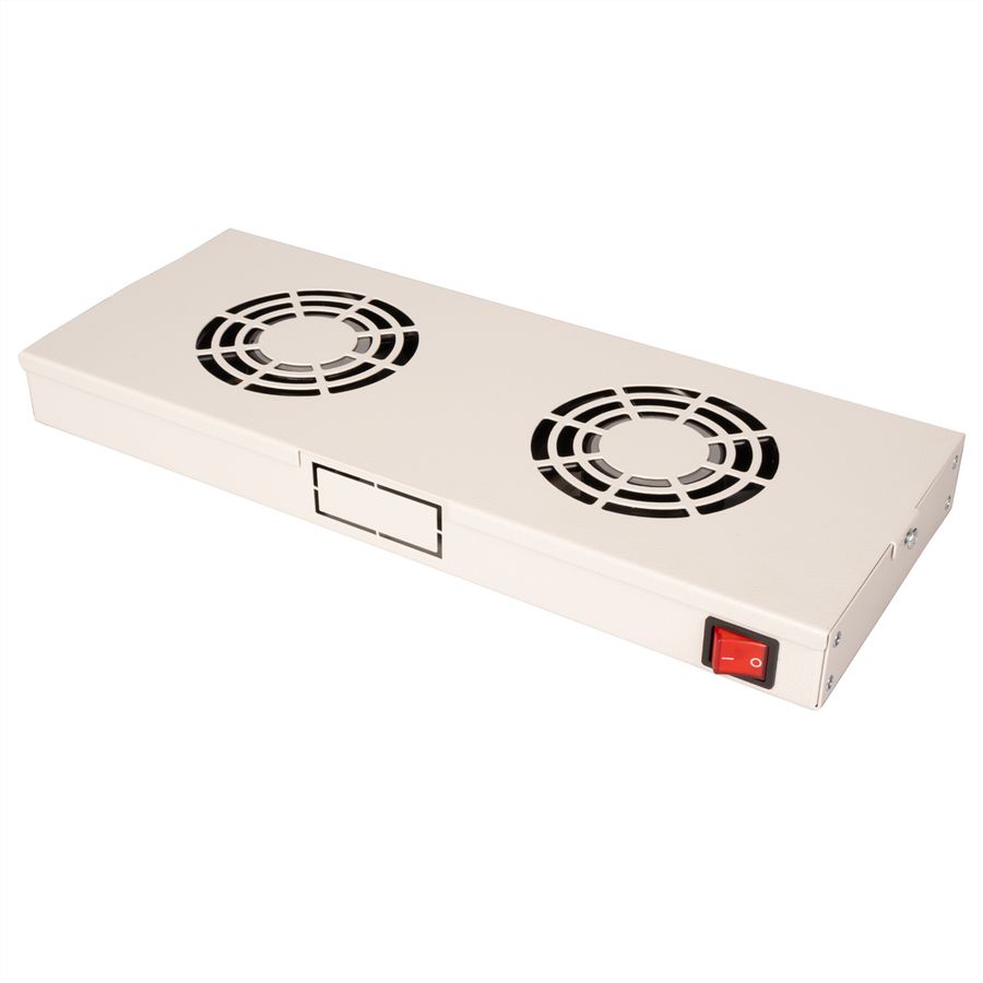 ROLINE 19" Fan unit with 2 fans, ON/OFF grey