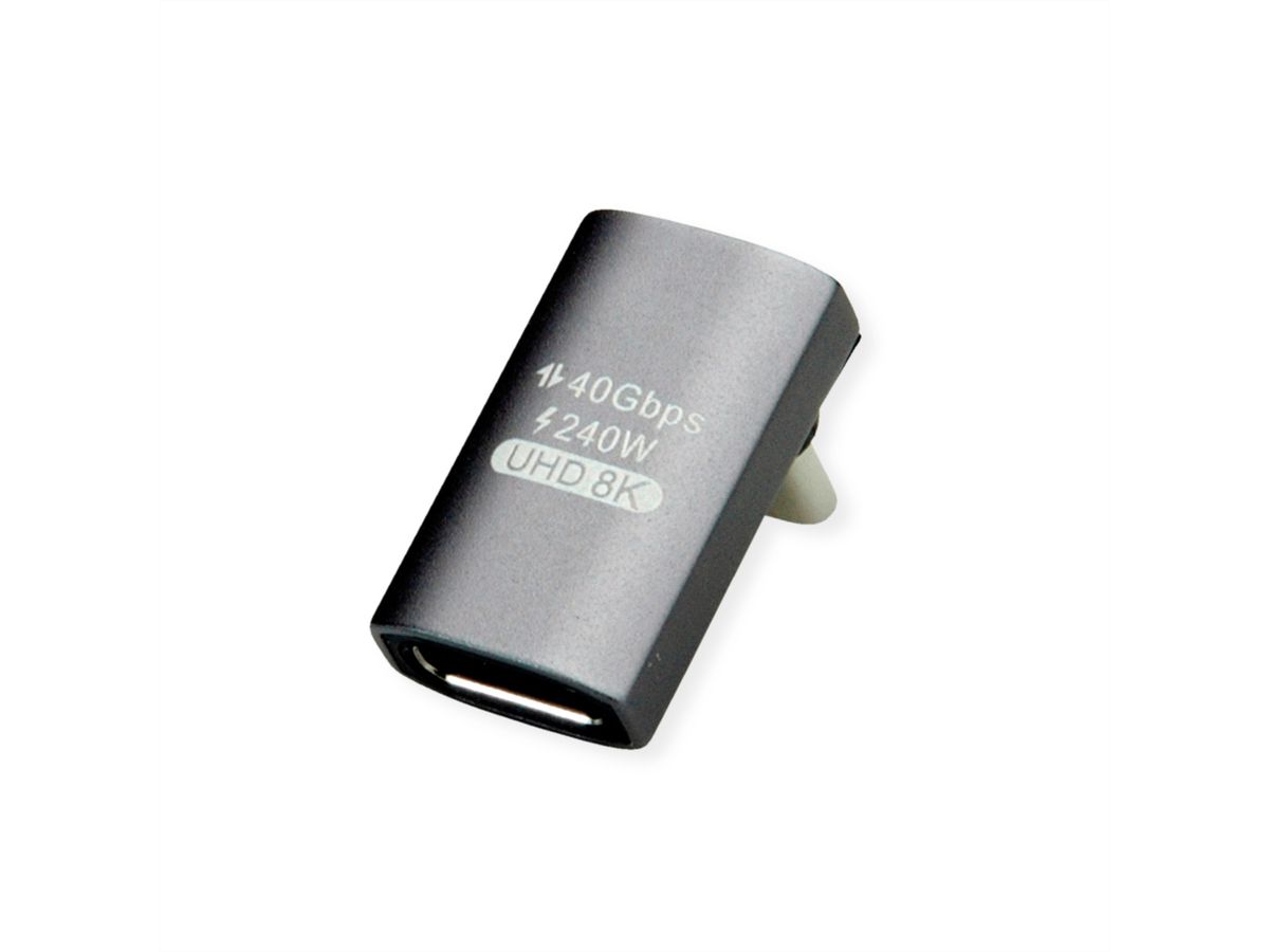 ROLINE Adapter, USB4 Gen 3x2, Aluminum, 90° wide, Type C, M/F, silver