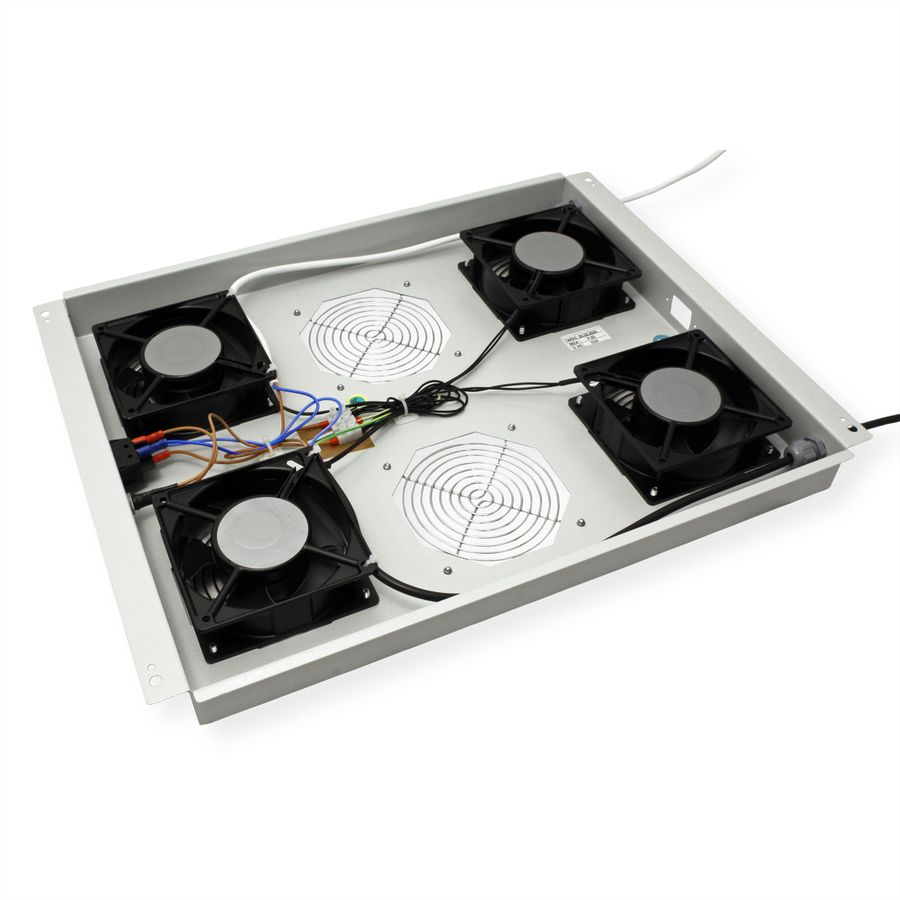 ROLINE 19-inch roof-mounted fan unit 4 fans, Thermostat grey