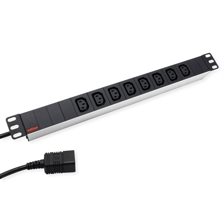 ROLINE 19" PDU for Cabinets 8x 3600W, IEC320 C13 - C20 M, silver, 2 m