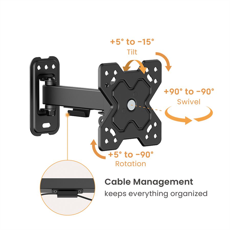 VALUE TV Monitor Arm, Wall Mount, 2 joints, 13–32 inch, max. 20 kg