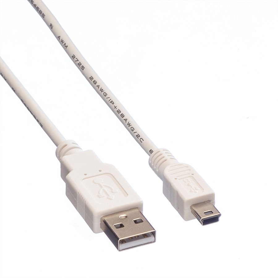 VALUE USB 2.0 Cable, A - 5-Pin Mini, M/M, white, 1.8 m