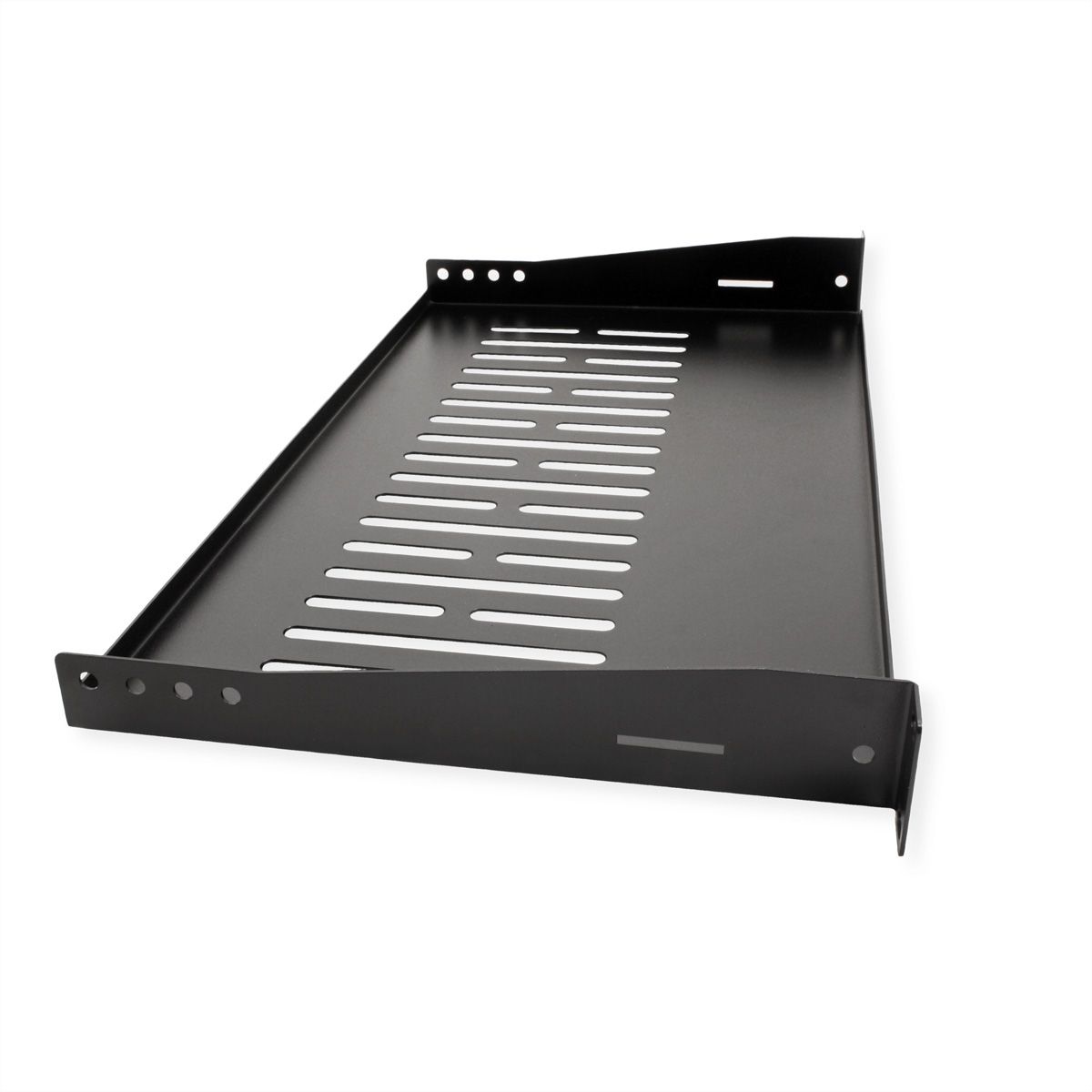 VALUE 19"-Fixed Shelf, 440 x 250mm, max. 10kg, 1U, U-Shape, black