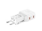 VALUE POCKET Travel Charger, EU/UK/US, 2x Ports USB C, 45W, white