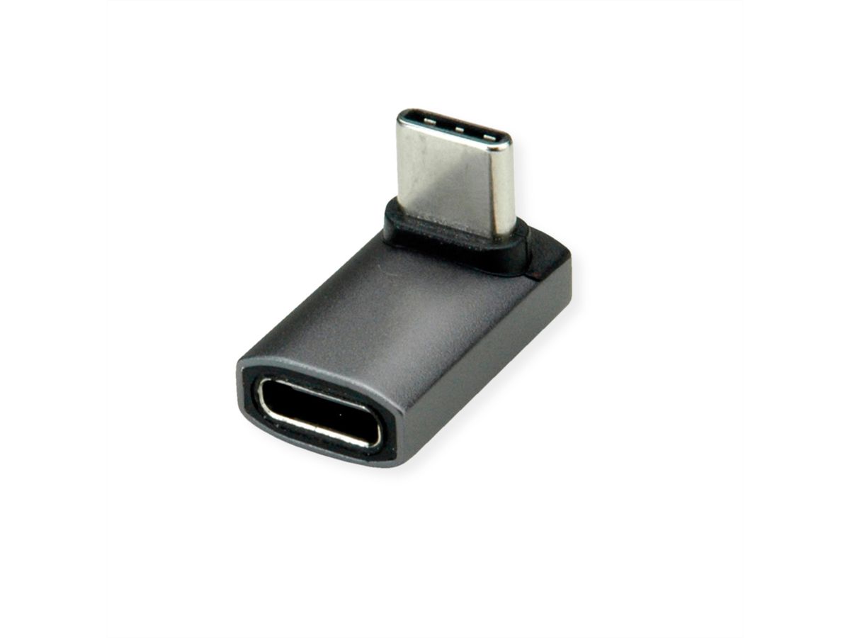 ROLINE Adapter, USB4 Gen 3x2, Aluminum, 90° wide, Type C, M/F, silver