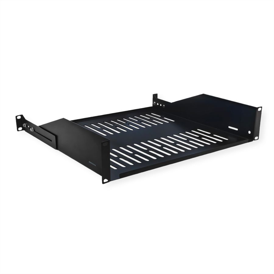 VALUE 19"-Fixed Shelf, 440 x 400mm, max. 25kg, 2U, U-Shape, black